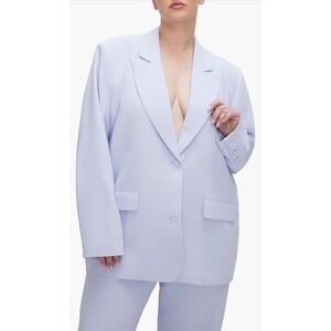 Good American Luxe Suiting Boyfriend Blazer Sky Blue Plus Size 2XL/3XL NWT